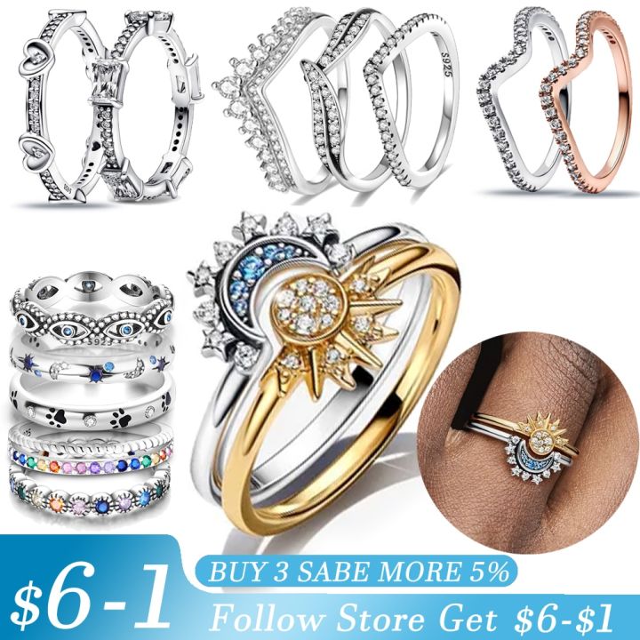 New Silver 925 Ring Stackable Infinite Heart Daisy Flower for Women Silver 925 Rings Brand Jewelry Gift