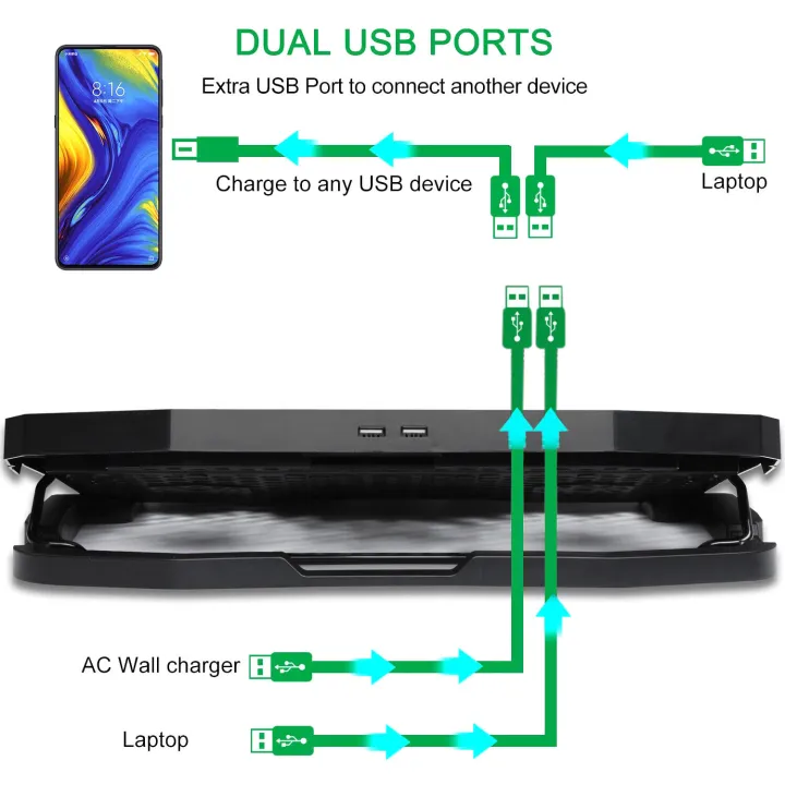 TCLP%20S-18%20Laptop%20Cooling%20Pad%204%20Fans%202%20USB%20Ports%20Air%20Cooler%20Blue%20LED%20Lights%20for%2010-16%20Laptop%20Lindaa%20-%20Image%206