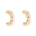 【GuangDa Girls' Earrings Korean Ins Net Red Trendy New Earrings C-shaped Pearl White 6 Flowers Fresh and Versatile Fashion Accessories Earings for Women. 