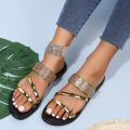 Summer Sandals for Women Flat Sandal Sparkle Rhinestone Slide Trendy Women's Beach Sparkly Dressy Slip on Bling Casual Shoes House Foocus. 