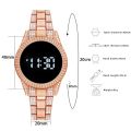 Women Diamond Touch Screen LED Watch Fashion Steel Band Electronic Watches for Girl. 