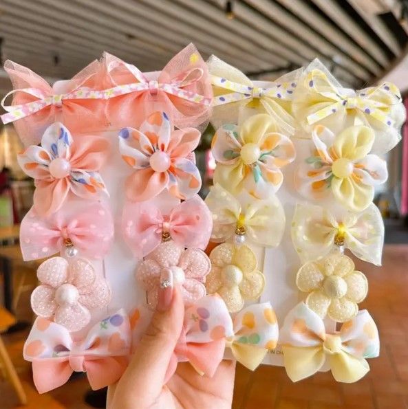 %5B10-Piece%20Set%5D%20Bow%20Cloth%20Flower%20Hair%20Clips%20Children%20Princess%20Baby%20Sweet%20Bangs%20-%20Image%202
