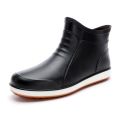 Rain boots men's four seasons Korea short tube low top fashion velvet rain boots anti-slip wear-resistant water shoes work waterproof rubber shoes.
