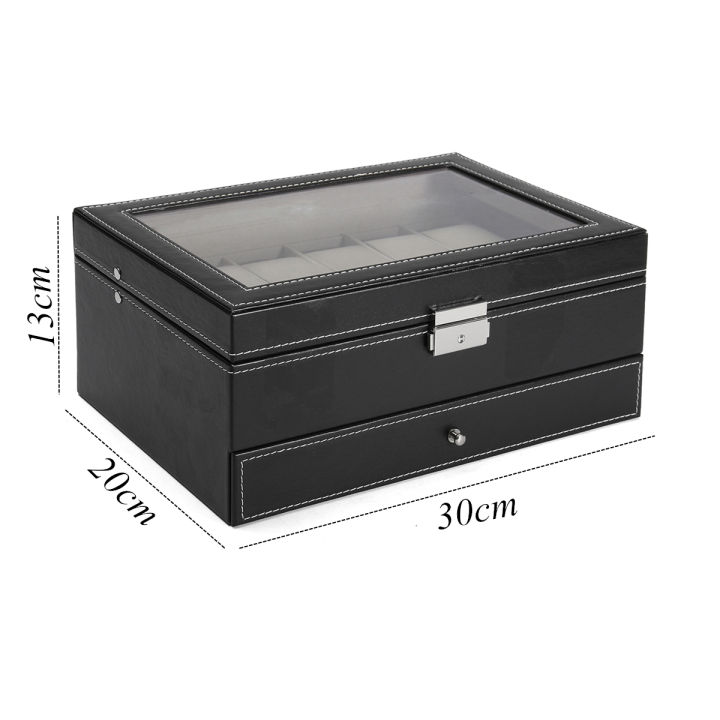Fashion%20Watch%2012%20Slot%20Watch%20Case%20Display%20Box%20Leather%20Top%20Glass%20Jewelry%20Storage%20Organizer%20Gift%20-%20Image%205