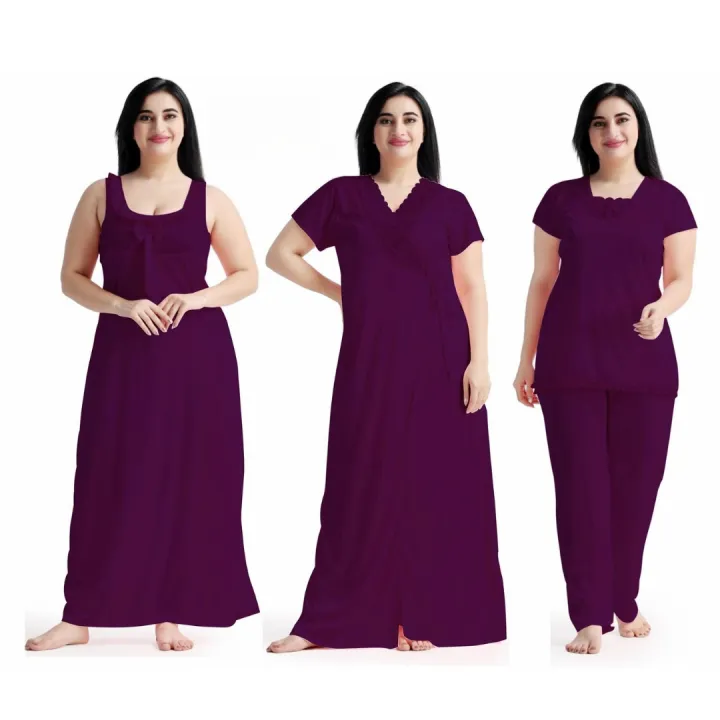 Women%204%20Part%20Comfortable%20Long%20Solid%20Night%20Dress%20for%20Comfortable%20Nighty%20Set%20-Maxi%20-%20Image%204