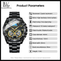 LouisWill Men's Watch Double Tourbillon Hollow Calendar Watch Luminous Watch Steel Band Watch Men's Fashion Steel Watches 30M Waterproof Wristwatches  Watches For Men With Free Box. 