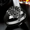 1pc 0324G Men's Casual Sports Watch Multifunctional Six Needle Silicone Strap Waterproof Quartz Watch. 