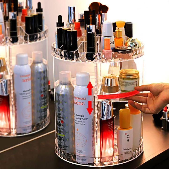 Makeup%20Organizer,%20360%20Degree%20Rotating%20Adjustable%20Cosmetic%20Organizer%20Makeup%20Storage%20Carousel%20Brush%20Lipstick%20Holder%20for%20Bathroom%20Vanity,%20Multi-Function%20and%20Large%20Capacity,%20Rhombic%20Pattern%20-%20Image%203