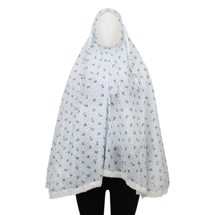 Cotton Muslim Namaz Hijab Scarf for Women - White, Full Coverage