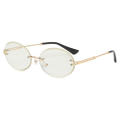 Lightweight Oval Sunglasses Elegant Look Rimless Design Texture Rimless Sunglasses Retro Style Oval Shaped Women's Sunglasses for Casual Wear Summer Accessory Street Fashion Ladies Eyewear Sun. 