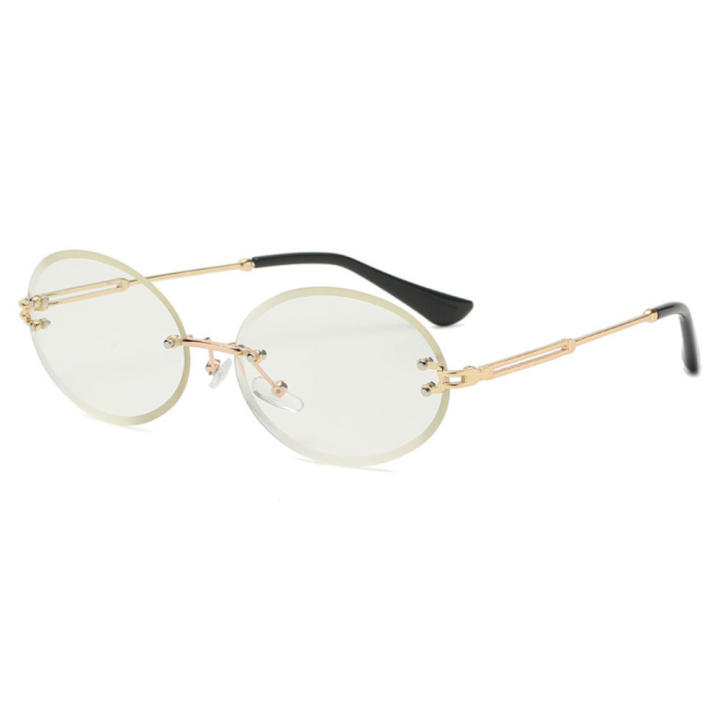 Lightweight%20Oval%20Sunglasses%20Elegant%20Look%20Rimless%20Design%20Texture%20Rimless%20Sunglasses%20Retro%20Style%20Oval%20Shaped%20Women's%20Sunglasses%20for%20Casual%20Wear%20Summer%20Accessory%20Street%20Fashion%20Ladies%20Eyewear%20Sun%20-%20Image%202