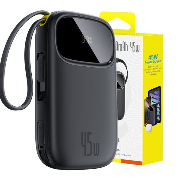Baseus EnerFill FC31 QPow 3 20000mah 45W Power Bank Baseus 45W 20000mAh Power bank Qpow 3 Ultra Enerfill FC21 For Iphone 17 Pro Max Samsung Google Pixel with Detachable Type-c to Lightning Cable - Image 1 Baseus 45W 20000mAh Power bank Qpow 3 Ultra Enerf