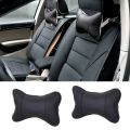 Pvc Leather Car Neck Pillow, Headrest Pillow (2 Piece) - Black. 