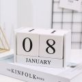 (New)Patoral tyle Wooden Perpetual Calendar Retro MDF Month Diplay Cube Calendar Perpetual Calendar Eternal Block Building Block Calendar Office.