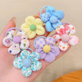 10pcs/Set Colorful Flower Hair Ties Elastics Ponytail Holders Rubber Band Baby Hair Accessories For Toddlers Kids Teens Girls.