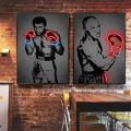 Neon Boxing Gloves,Mike Tyson and Muhammad Ali Posters Neon Effect Canvas Prints Painting Sports Mural Bar Club Wall Art Decor. 
