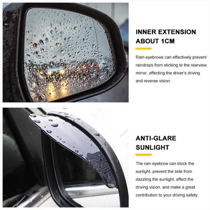 2pcs%20Car%20Side%20Mirror%20Brown%20Sun%20Rain%20Board%20Flashing%20Waterproof%20Visor%20Rubber%20Guard%20-%20Image%202