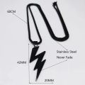 Stylish Chain Friends Black Steel Lightning Bolts Chain Necklace For Men.