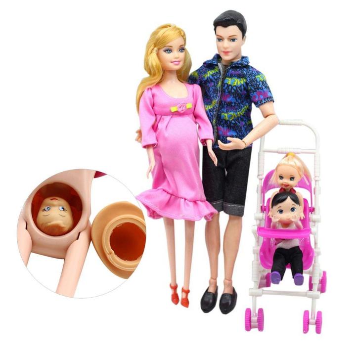 NYT%205%20People%20Dolls%20Suit%20Pregnant%20Doll%20Family%20Mom+Dad+Baby%20Son+2%20Kids+Baby%20Carriage%20-%20Image%207