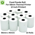 Food Panda Roll, Vat Roll 10 Pcs, 56 mm x 40 mm, Thermal Paper Roll, POS Printer Roll, Receipt Rolls For 2 Inch/58mm Printer. 