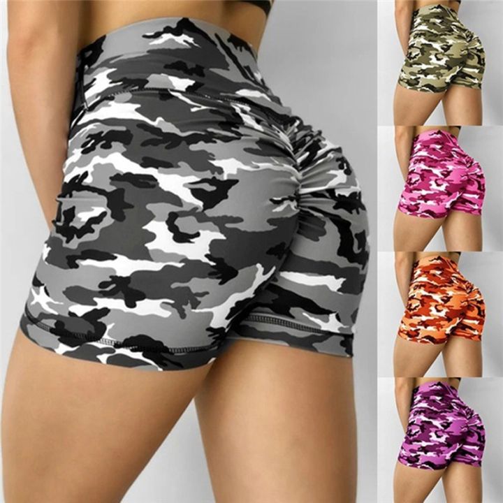 Women Short Ladies Summer Casual Camouflage Push Up Fitness Skinny Shorts Running Gym Stretch Sports Short Pants 2023 New