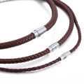 Men's Choker Necklace Black Brown Braided Leather Necklace for Men Stainless Steel Magnetic Clasp Male Jewelry Gifts UNM27A.