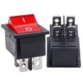 Upscale Living - KCD4 Rocker Switch 16A 250V 4 Pin Black Color Switches 4Pin On Off 2 Positions Full Illuminated Neon RED Indicators. 