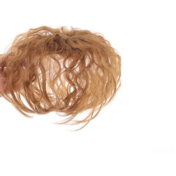 Black Fringe Brown Women Cover White Hair Hair Extensions Clip In Bangs Toupees High Temperature Fiber Topper Fake Hair Piece 3D Hair Bangs Corn Curly Bangs Head Top Wig Block