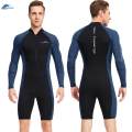 1.5mm Neoprene Men Wetsuit Diving Suit Keep Warm Long Sleeve Shorts Front Zip Protection XXXL.