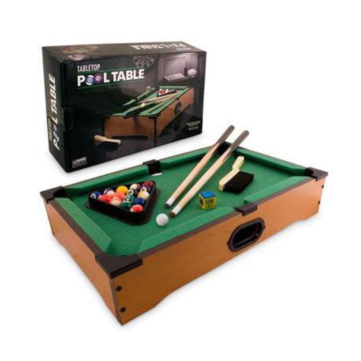 Mini TABLETOP POOL Game Billiard Table Set Children's Play Sports Toy With Balls, Cue, Chalk, Billiard Table - Fitness Mart