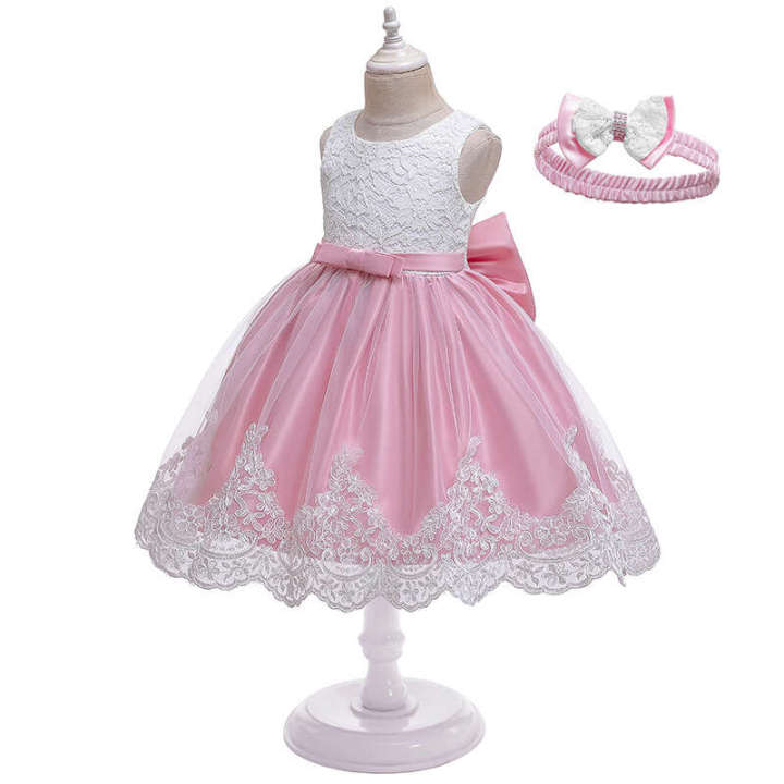 New%20Girl's%20Long%20Bow%20Lace%20for%20Big%20Evening%20Kids%20Dress%20-%20Image%204