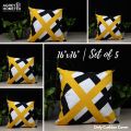 Exclusive Cushion Cover, Yellow & Black (16"x16") Set of 5, Only Cover. 