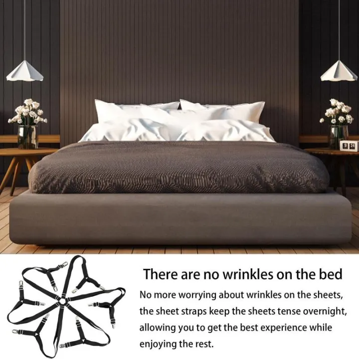 Sheet%20Suspenders%20Adjustable%20Elastic%20Bed%20Sheet%20Holder%20Straps%20For%20Full%20Bed%20Fitted%20Sheet%20Straps%206%20Way%20Cross%20With%2012%20Heavy%20Duty%20-%20Image%204