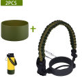 Paracord Handle Strap for Hydro Flask 2.0 Wide Mouth Water Bottles Carrier with New Safety Ring Holder, Plus one Anti-Slip Silicone Bottom Boot Cover fit 32oz and 40oz. 