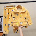 Autumn Winter Children's Coral Velvet Pajamas Boys Boys Thickened Winter Flannel Baby Girls Loungewear Set. 