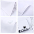 2023 Men French Cuff Dress Shirt Cufflinks New White Long Sleeve Casual Buttons Male Brand Shirts Regular Fit Clothes.