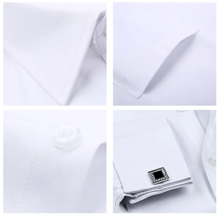 2023%20Men%20French%20Cuff%20Dress%20Shirt%20Cufflinks%20New%20White%20Long%20Sleeve%20Casual%20Buttons%20Male%20Brand%20Shirts%20Regular%20Fit%20Clothes%20-%20Image%202