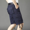 Summer Multi-Pocket Workwear Shorts Men's Loose Straight Casual Sports Capris Cotton Large Size Fifth Pants Tide. 