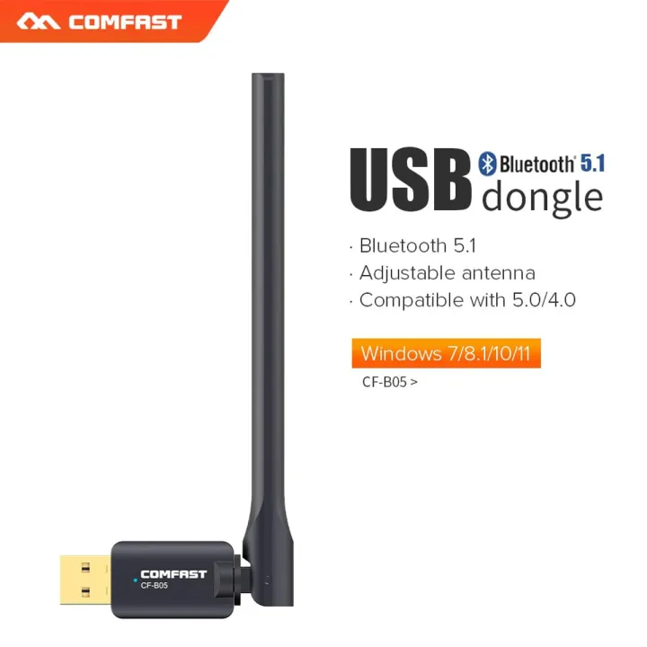 Free driver BT5.1 USB Bluetooth Dongle Adapter with antenna for PC ...