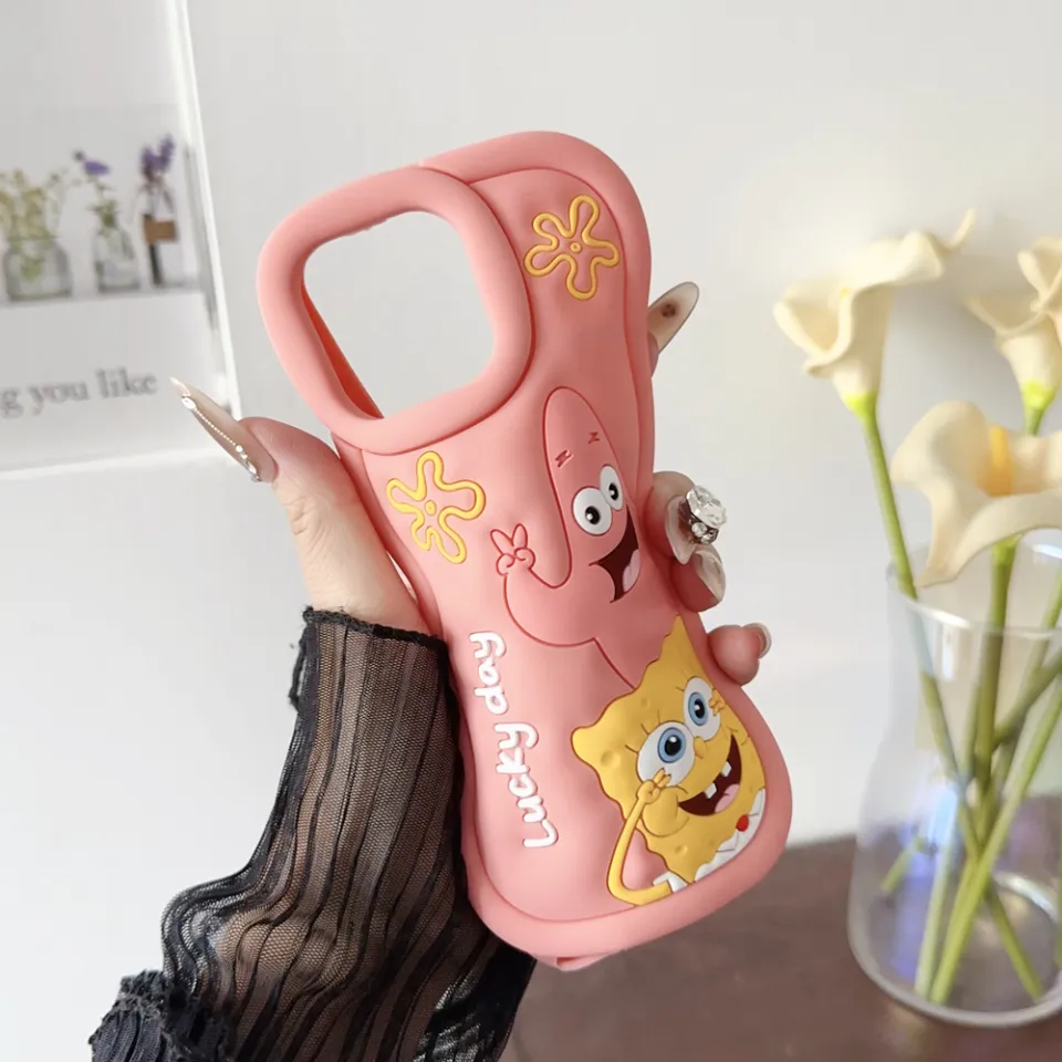 3D SpongeBob SquarePants Cartoon Silicon Soft Phone Case for iPhone 15 Pro  Max 14 Plus 13 12 11 Pro Max X XS Max XR 7 8 Plus