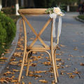 GC Wedding Decorations, Wedding Chair Decorations With Artificial Open Rose, Green Leaves, Handmade Chiffon Ribbons, Wedding Flowers Decorations For Ceremony.