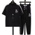 Drop Shoulder Doll Style Mash T-Shirt and Trouser Combo for Men - Soft fabric and comfortable.