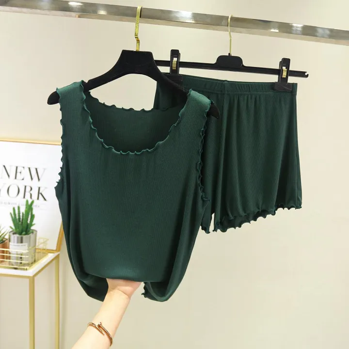 Tank%20Top+%20Shorts%20Summer%20Pajamas%202%20Piece%20Set%20Casual%20Homewear%20Suit%20for%20Women%20Summer%20Pajamas%20Set%20Female%20Modal%20Atoff%20Home%20Clothes%20-%20Image%202