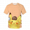 New Cute Pocket Monster Pikachu T-shirt Children's Cute Game Cartoon Print Fashion Harajuku Casual Short Sleeve Garment 4T-14T. 