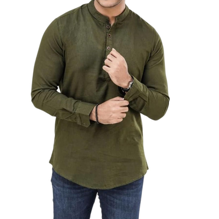 Trendy Men's Olive Color Formal Katua | Fatua