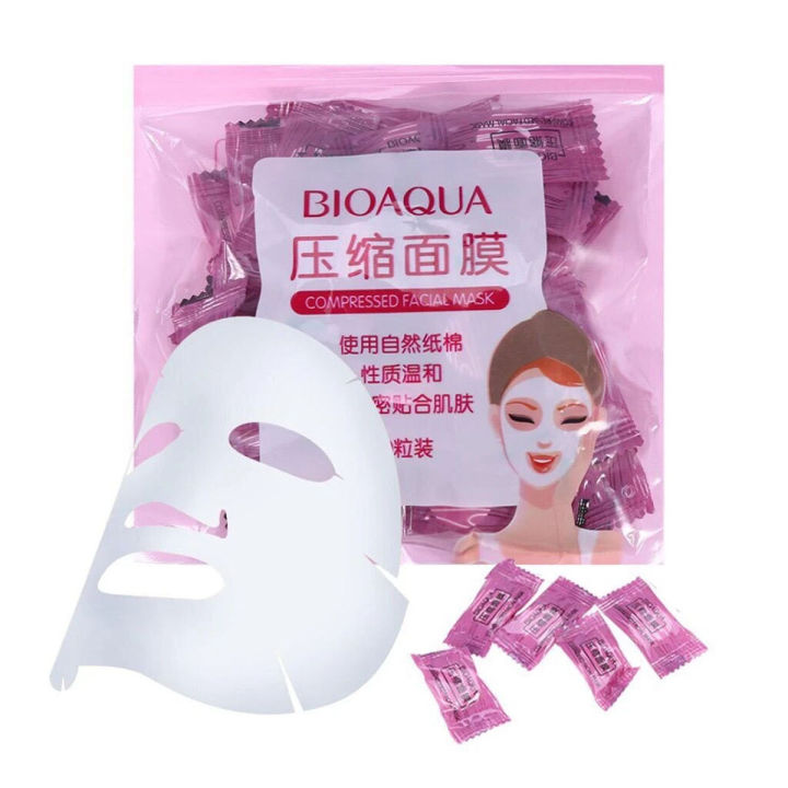 Bioaqua face pack skin-friendly hydrating compression msk natural cotton light thin non-woven msk compression msk- (10/20/50 Pieces)