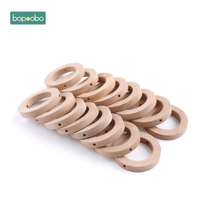 Bopoobo 30mm Wood Ring Teether Baby Wooden Teether Pacifier Chain Accessories New Born Product Baby Toys Wooden Rings