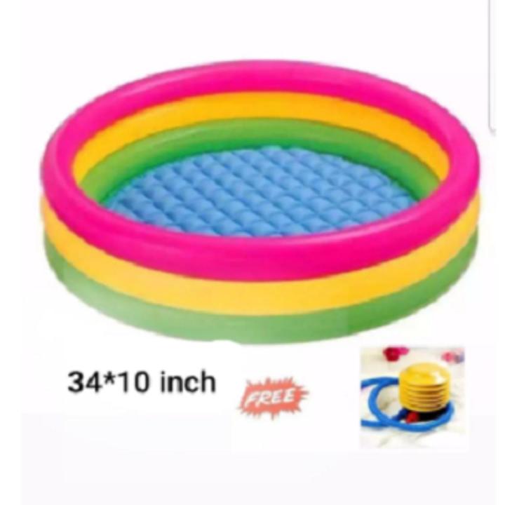 Baby Bath Tub, Baby Swimming Pool with Pumper (34 X10inch) - Multicolor