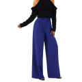 Women Casual Suit Pants Solid Color Loose Stretch High Waist Wide Leg Trousers for Home Office.