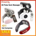 4D TENS Pulse Magnetic Back Neck Massager Heating Smart Neck Vibration Massage Device Cervical Muscle Relaxing Spine Pain Relief. 